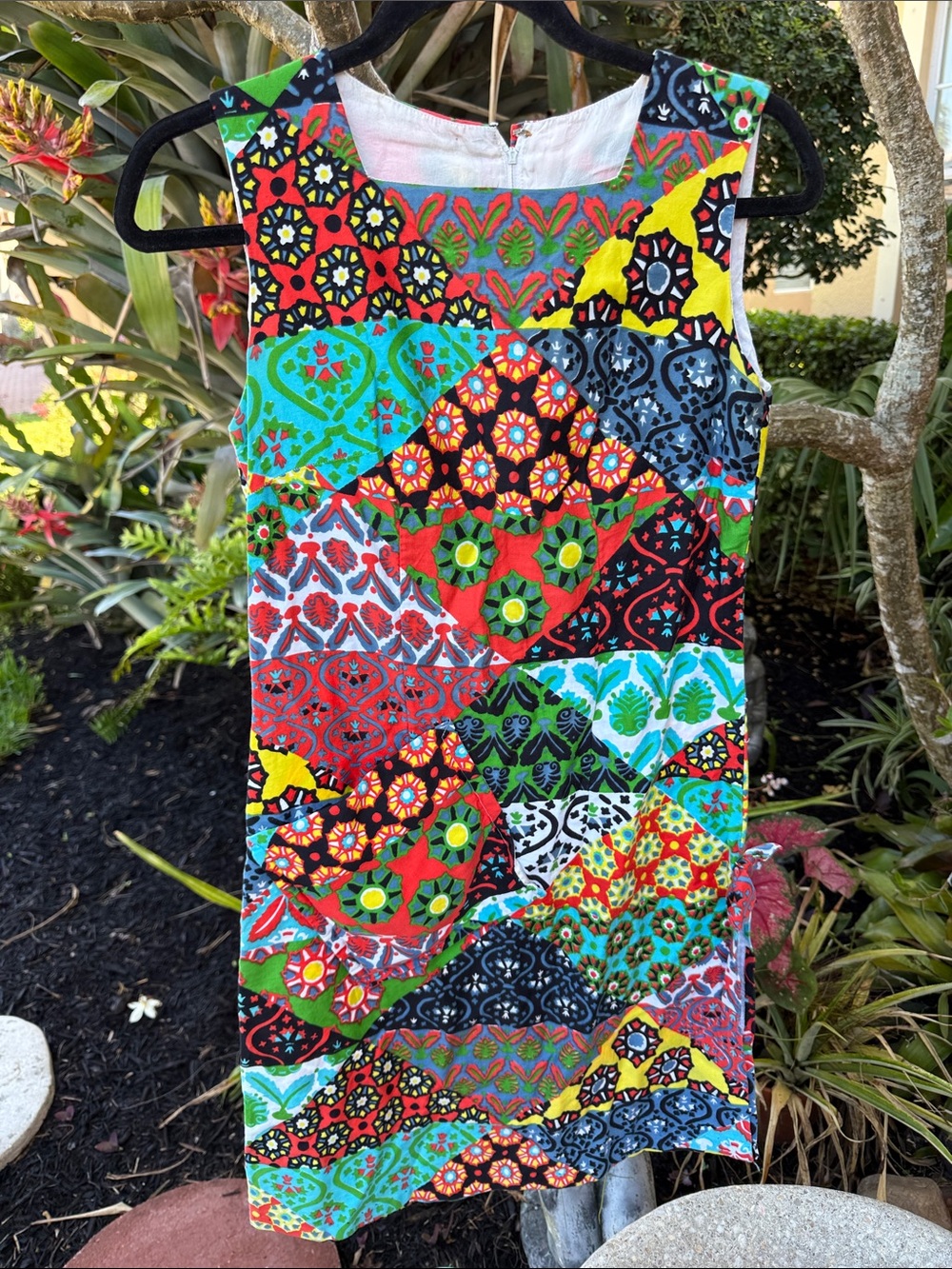 Nelly de Grab Boho Floral Cotton Shift Dress 60s Fashion Sz S